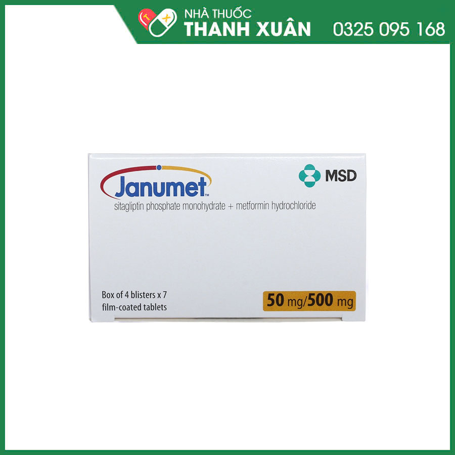 Janumet 50mg/500mg thuốc điều trị đái tháo đường týp 2